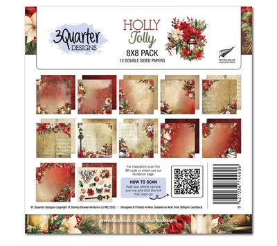 3Quarter Designs - Holly Jolly 8x8 Paper Pack