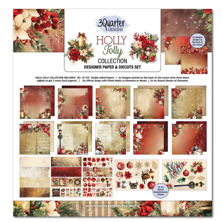3Quarter Designs - Holly Jolly 12x12 Design Paper &amp; Diecuts