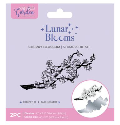 Crafter's Companion Natures Garden Lunar Blooms Stamp &amp; Die - Cherry Blossom