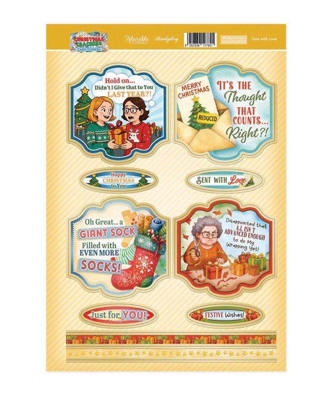 Sent With Love - Christmas Cracker Topper Sheet