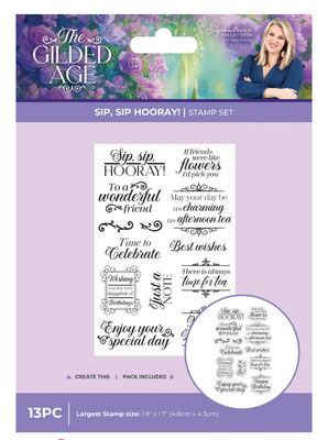 Crafter's Companion Sara Signature Collection - The Gilded Age Clear Stamp, Sip, Sip Hooray!