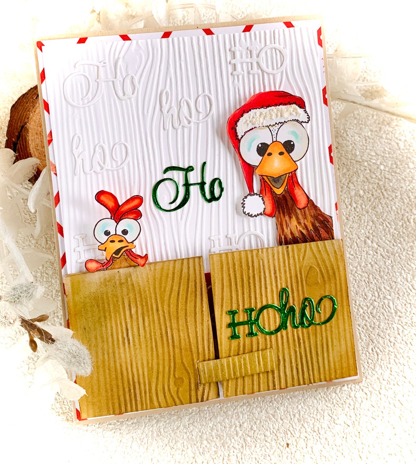 Merry Chick-mas Barn Door Card