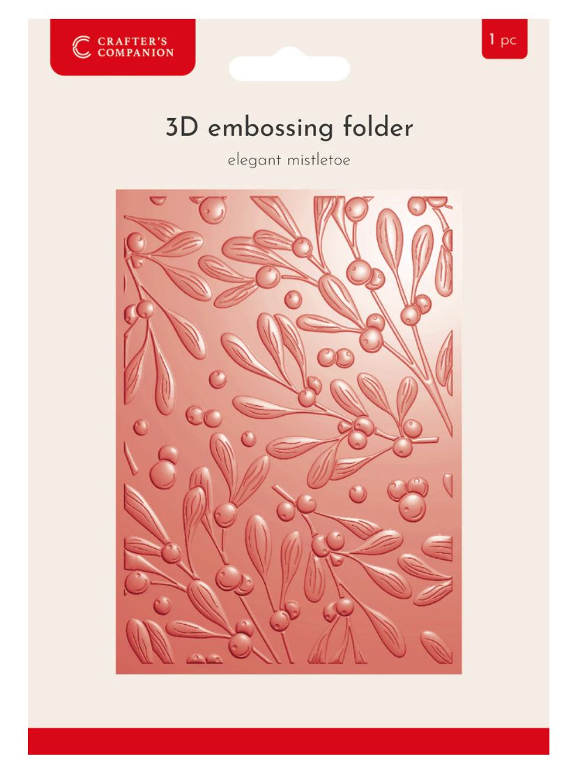 Crafter&#39;s Companion - 3D Embossing Folder 5x7, Elegant Mistletoe