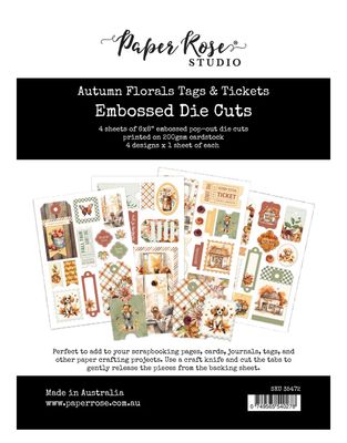 Autumn Florals Tags &amp; Tickets Embossed Die Cuts
