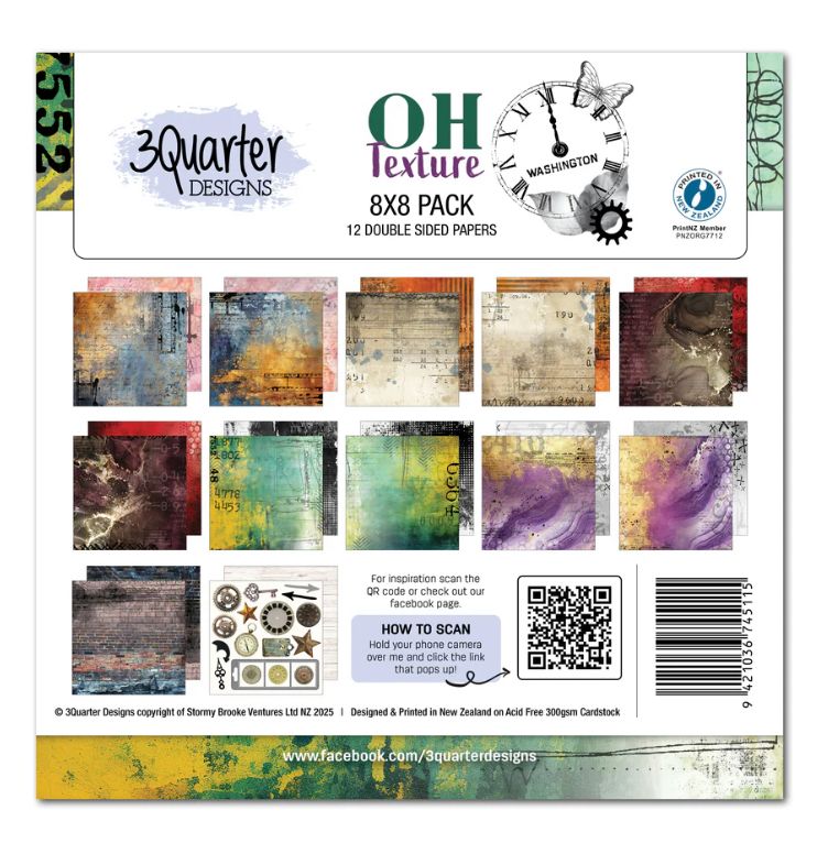 3Quarter Designs - Oh Texture 8x8 Paper Pad