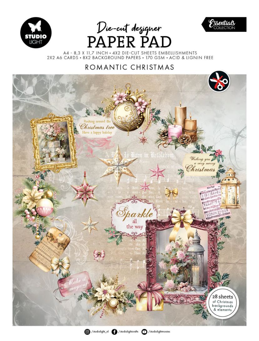 SL Die Cut Designer Paper Pad - Romantic Chrismas 28 Sheets