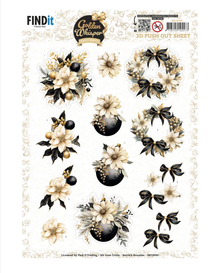 Berries Beauties - 3D Push Out Sheets, Golden Whispers Flowers