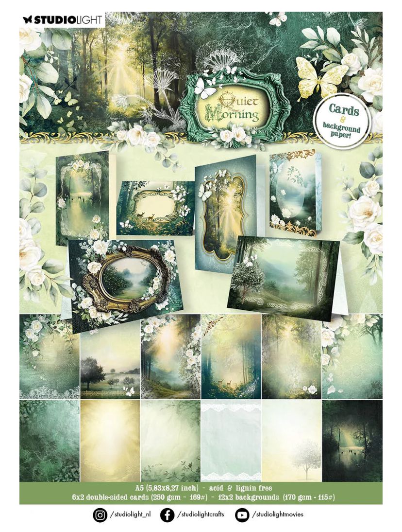 SL Designer Paper Pad &amp; Cards Background - Quiet Morning 36 Sheets