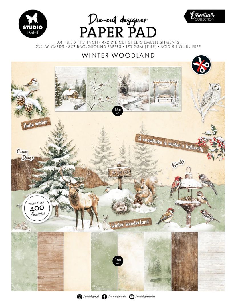 SL Essentials - Die Cut Designer Paper Pad Winter Woodland