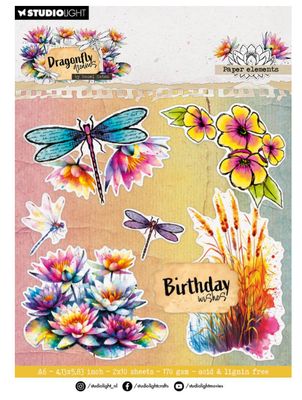 HE Die Cut Paper Pad Elements - Dragonfly Dreams 20sheets