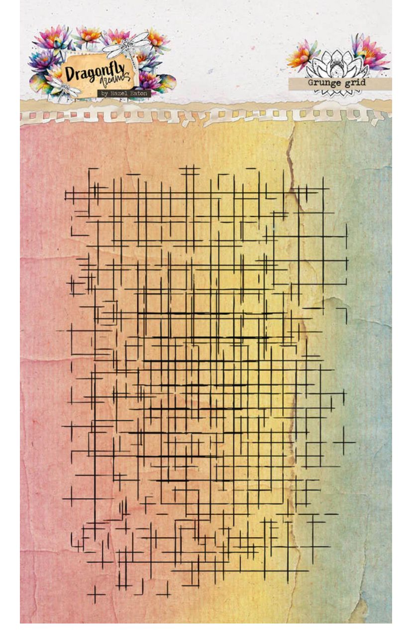 HE Clear Stamp Grunge Grid - Dragonfly Dreams 1 Pc