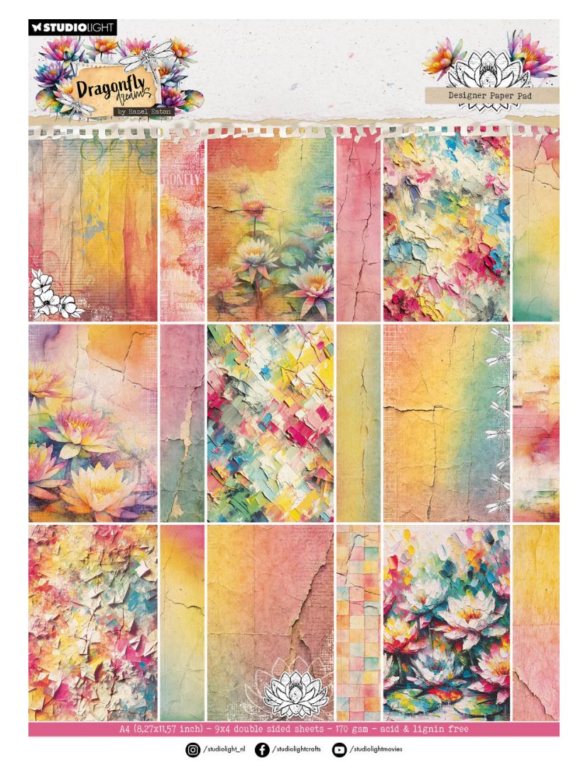 HE Designer Background Paper Pad - Dragonfly Dreams 36 Sheets