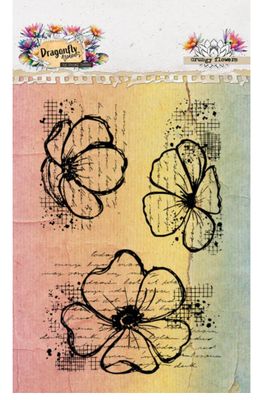 HE Clear Stamp Grungy Flowers - Dragonfly Dreams 3 Pcs