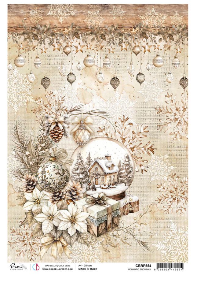 Romantic Snowball - A4 Rice Paper Single Sheet