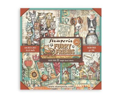 Stamperia Furry Friends - 8x8 Paper Pack 10 Sheets