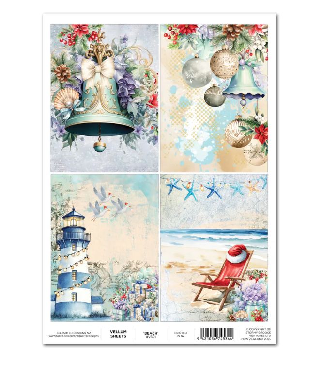 3Quarter Designs - Beach A4 Vellum Sheet