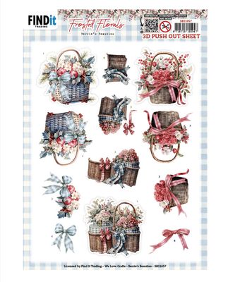 Berries Beauties - 3D Push Out Sheet Frosted Florals Basket