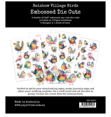 Paper Rose - Rainbow Village Birds Embossed Die Cuts