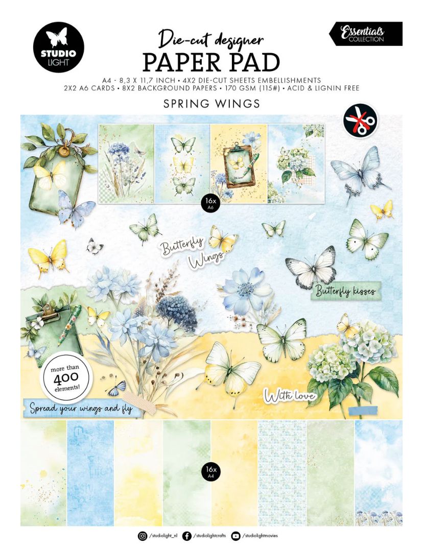SL Essentials - Spring Wings Die Cut Paper Pad 28 Sheets