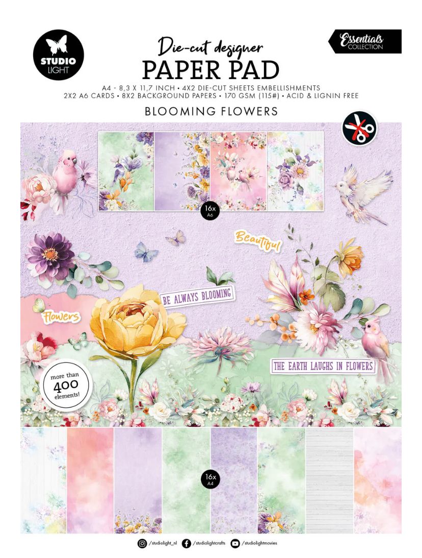 SL Essentials - Flowers Die Cut Paper Pad 28 Sheets
