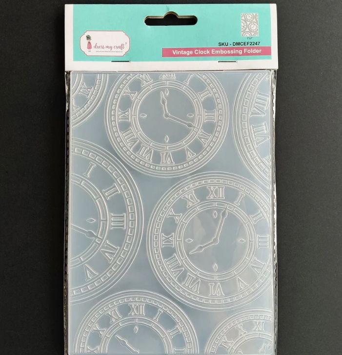 Dress My Craft - Vintage Clock Pattern Embossing Folder