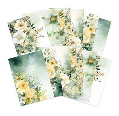 Adorable Scoreable Designer Cardstock - Sage Blooms 12 Sheet Pack