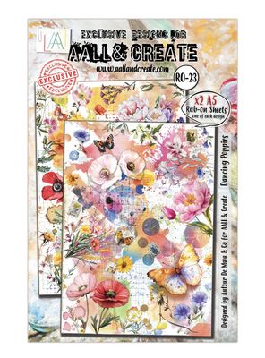 AALL&amp;CREATE - Dancing Poppies A5 Rub On Sheet 2pcs