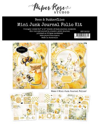 Paper Rose Studio - Bees &amp; Butterflies Mini Junk Journal Folio Kit