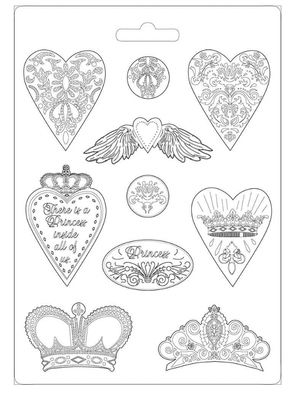 Stamperia - A4 Soft Mould Princess Hearts And Crowns