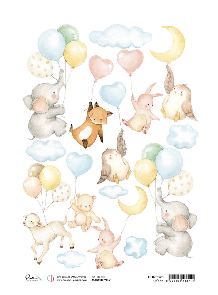 A4 Piuma Rice Paper My Tiny World Let's Fly