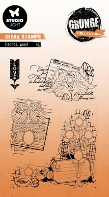 Floral Gems Grunge Collection Clear Stamp NR400 4 Pcs