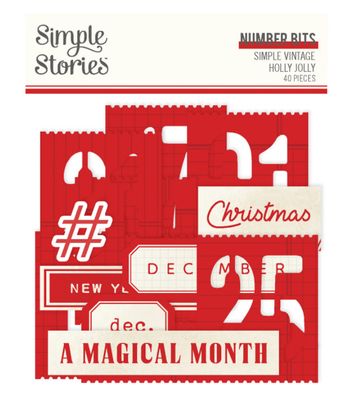 Simple Stories Simple Vintage Holly Jolly - Number Bits And Pieces