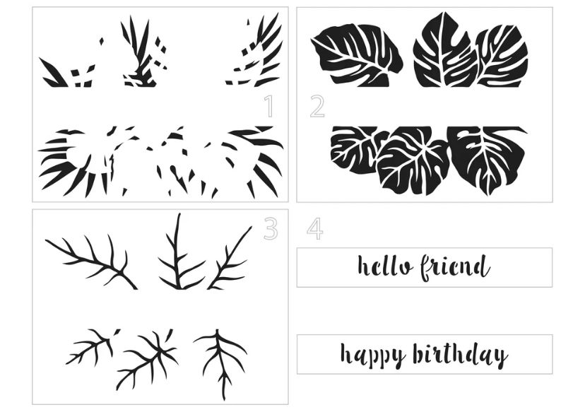 The Crafter's Workshop A2 4 Part Layered Stencil Monstera Banner