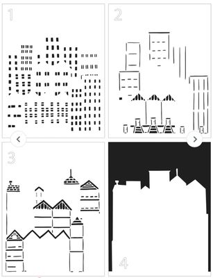 The Crafter's Workshop - A2 4 Part Layering Stencil City Scape Buildings