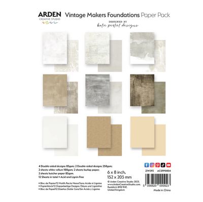 Arden Creative Makers Vintage Foundations 6x8" Paper Pack