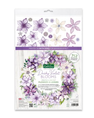 Katy Sue - Dusky Violet Blooms Die Cut Flowers And Leaves 12 Sheets
