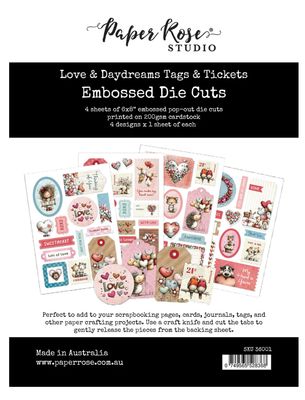 Paper Rose - Love &amp; Daydreams 6x8 Tags &amp; Tickets Embossed Die Cuts