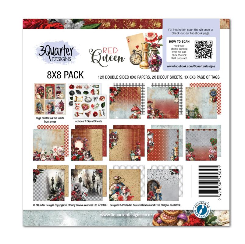 3Quarter Design - 8x8 Red Queen Paper Pack &amp; Diecut Set