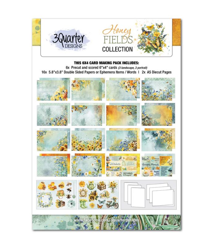 3Quarter Design -  6x4 Card Kit Honey Fields