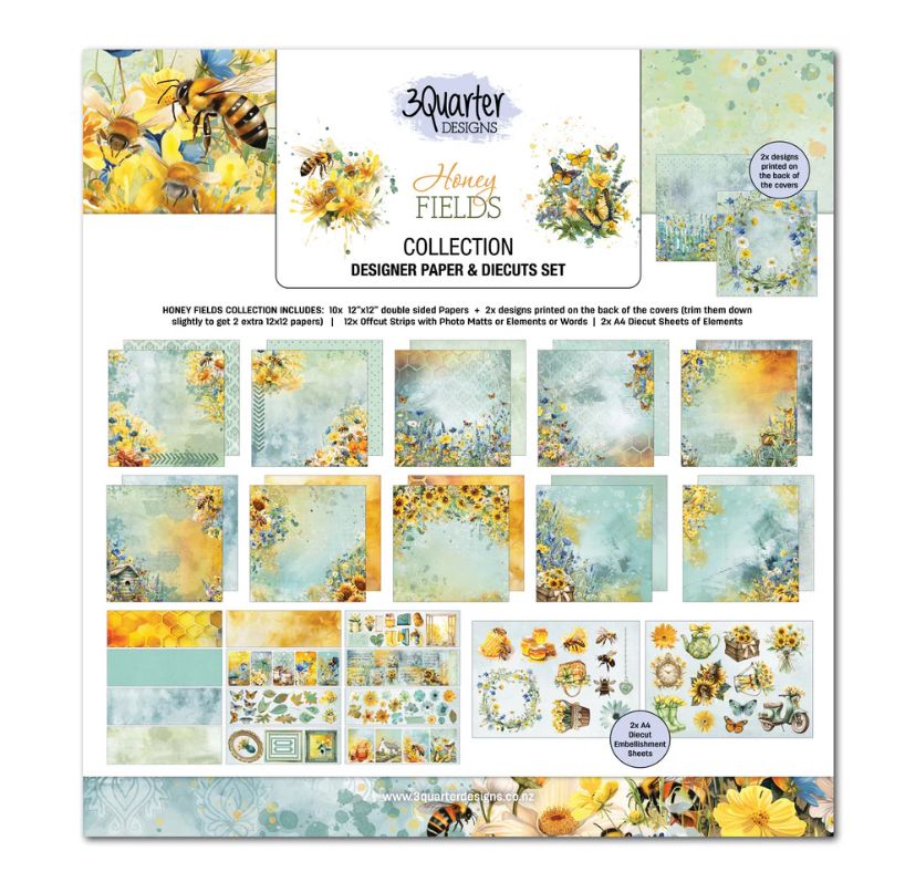 3Quarter Design - 12x12 Honey Fields Design Paper &amp; Diecuts Set