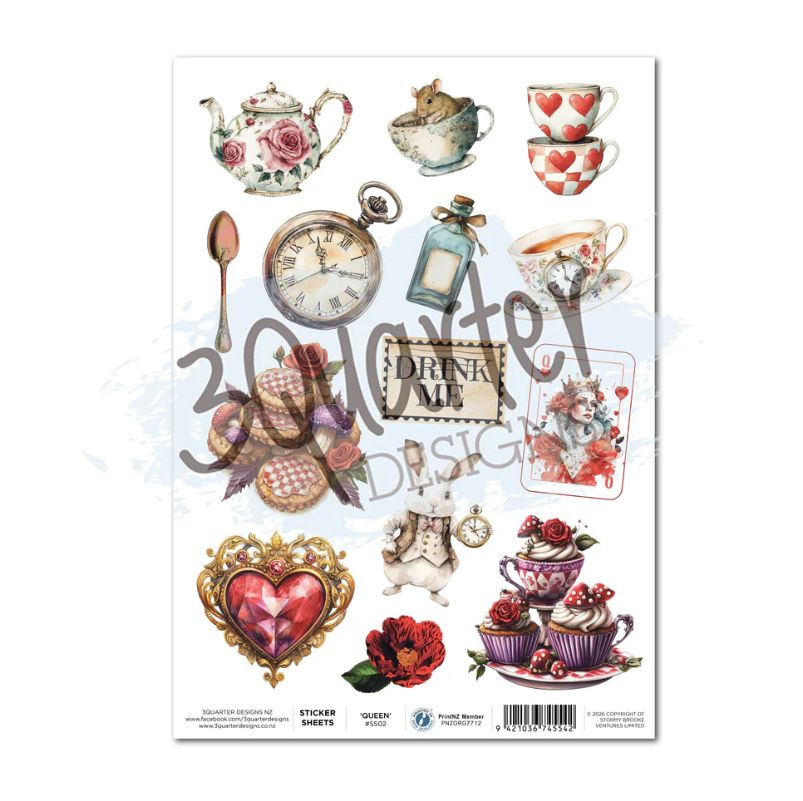 3Quarter Design - A4 Sticker Sheet Red Queen