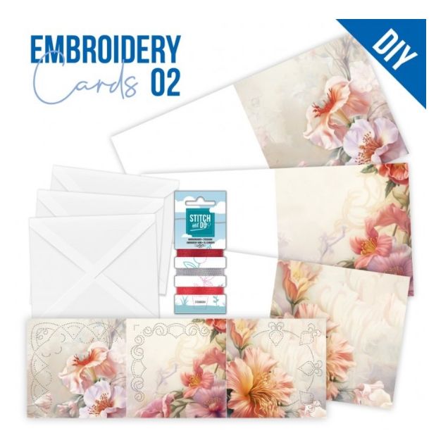 Find It Trading - DIY Hobbydots Stitch &amp; Do Embroidery Cards 02 Red Flowers