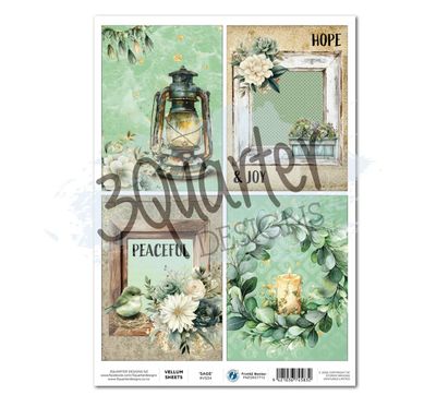 3Quarter Designs - A4 Vellum Sage Candle 1 Sheet