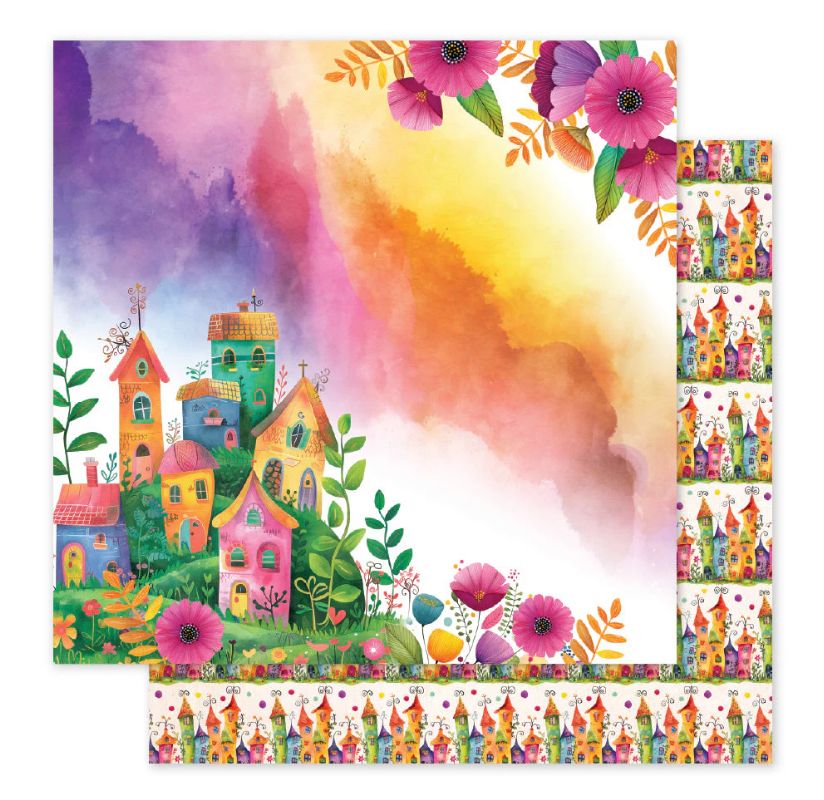 Paper Rose Rainbow Village - Basics F 12x12 Signle Sheet