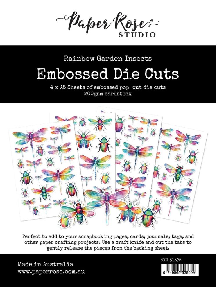 Paper Rose - Rainbow Garden Insects Embossed Die Cuts