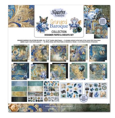 3Quarter Designs - Grunged Baroque 12x12 Design Paper &amp; Diecuts