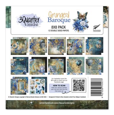 3Quarter Designs - 8x8 Grunged Baroque Paper Pack