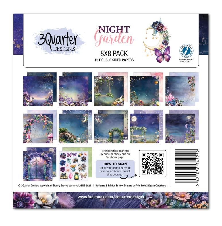3Quarter Designs - 8x8 Night Garden Paper Pack