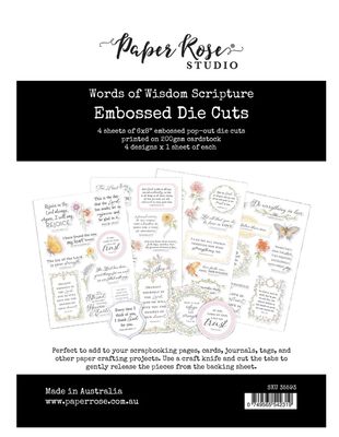 Paper Rose Studio - Words Of Wisdom Scripture Embossed Die Cuts