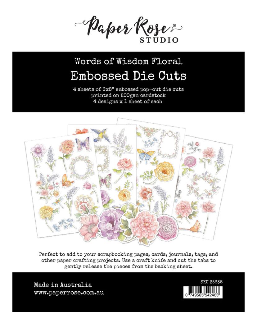 Paper Rose Studio - Words Of Wisdom  Floral Embossed Die Cuts